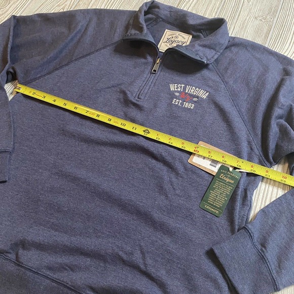 Legacy Casual Apparel West Virginia 1/4 Zip Pullover Mens M Blue Pockets NWT - Picture 10 of 12